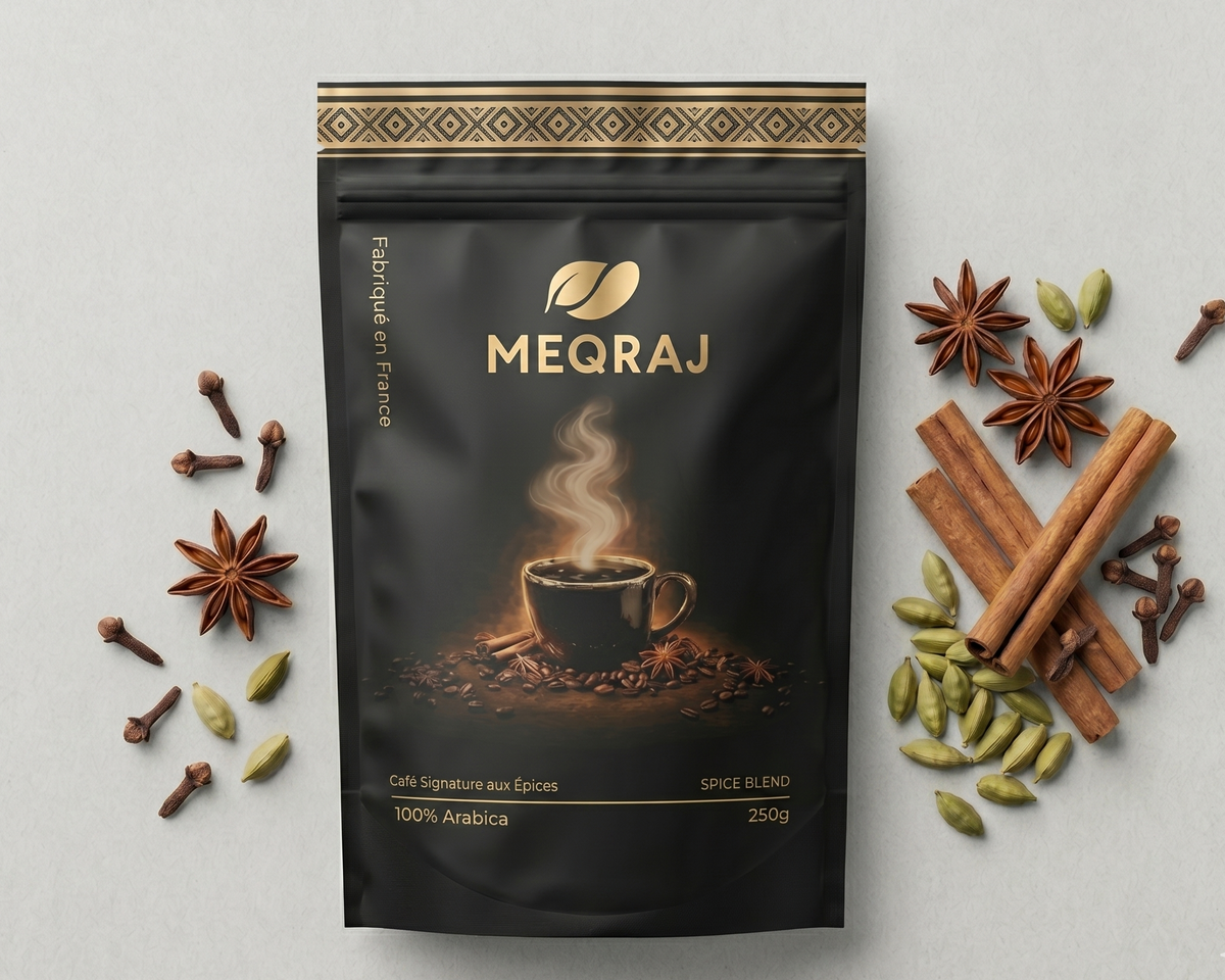 Les quatre épices du café MEQRAJ : cardamome, cannelle, girofle et anis