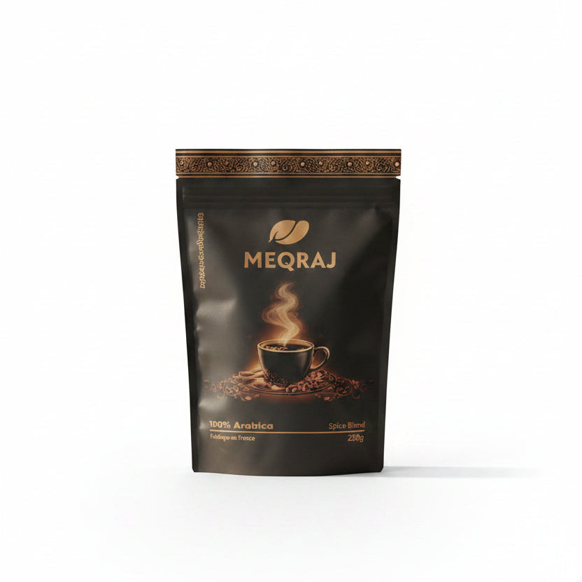 Café aux épices MEQRAJ 250g, vue de face du sachet